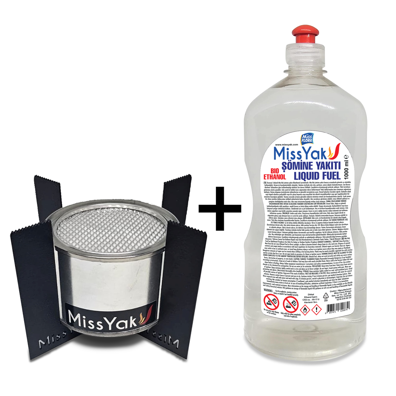 MissYak Bioetanol Ocak +1 adet MissYak Ocak Sıvısı (1000ml)