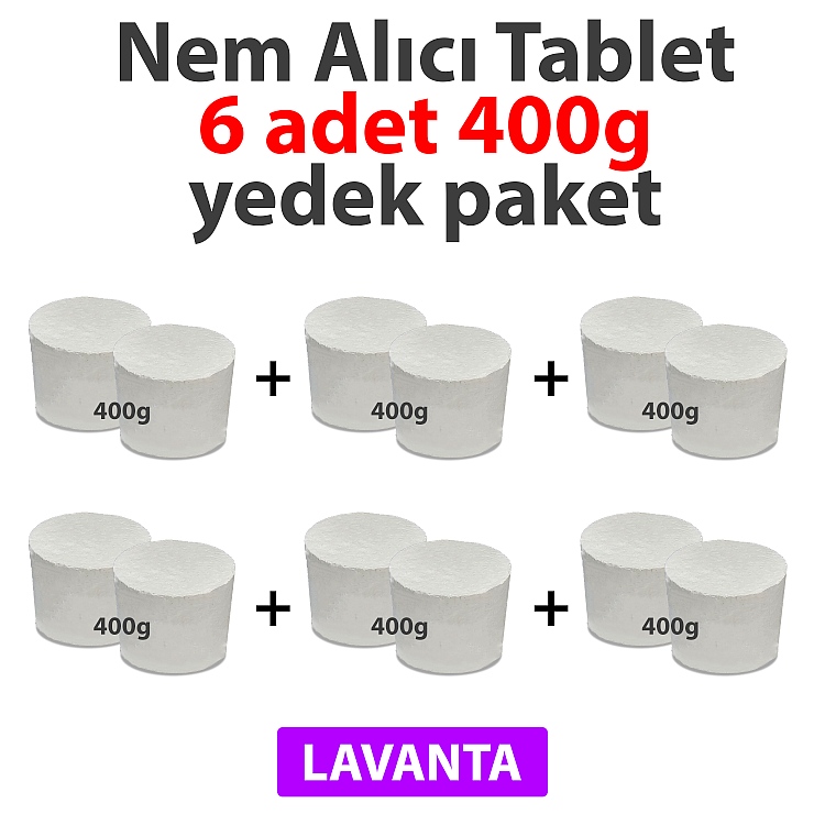 NemKap 400 g Nem Alıcı Tablet Yedek Lavanta Kokulu- 4'lü Paket