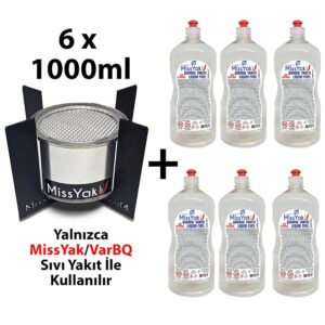 MissYak Bioetanol Ocak  +6 adet MissYak Ocak Sıvısı (1000ml)