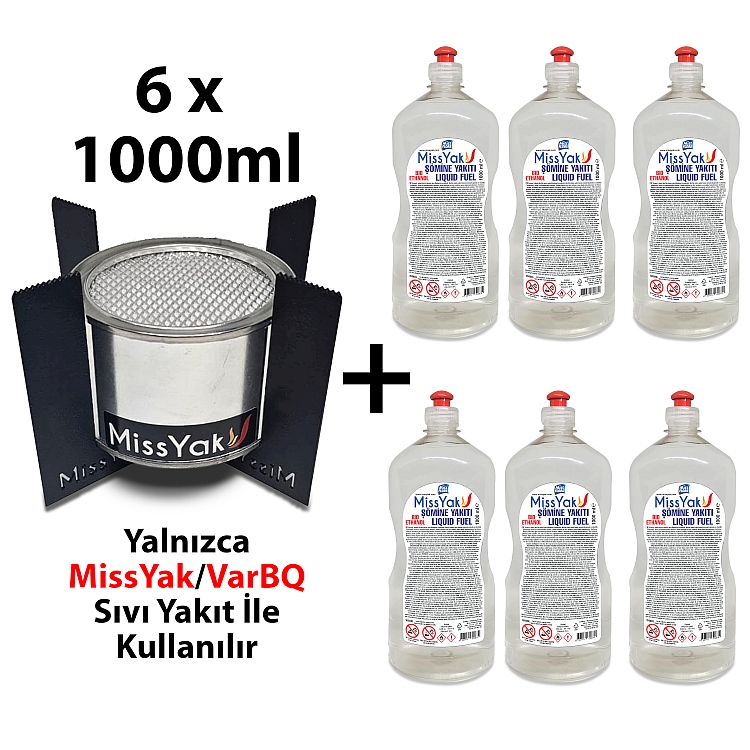 MissYak Bioetanol Ocak +6 adet MissYak Ocak Sıvısı (1000ml)